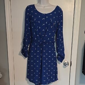 Simply Styled Blue Long Sleeve Dress Sz L NWT